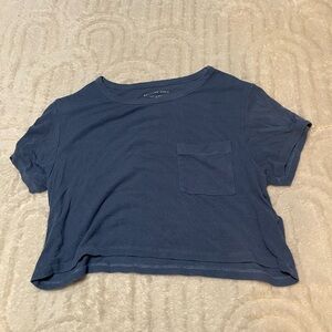 Blue Cropped T-Shirt with Pocket
